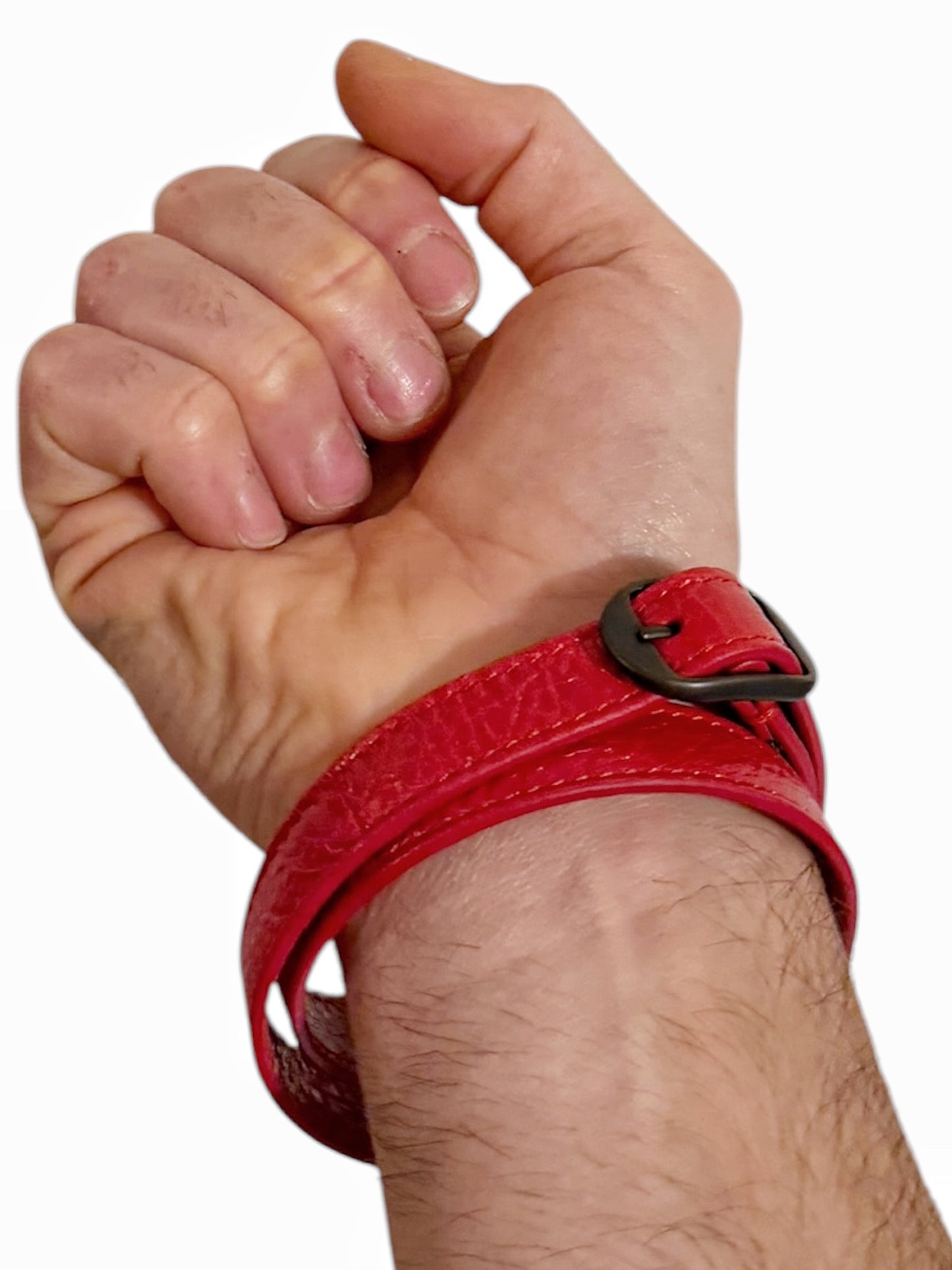 Arena Triple Wrap Buckle Red Stud Bracelet