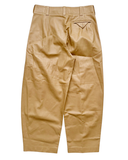 “Cashmere Nappa” Leather Pleat Baggy Pant