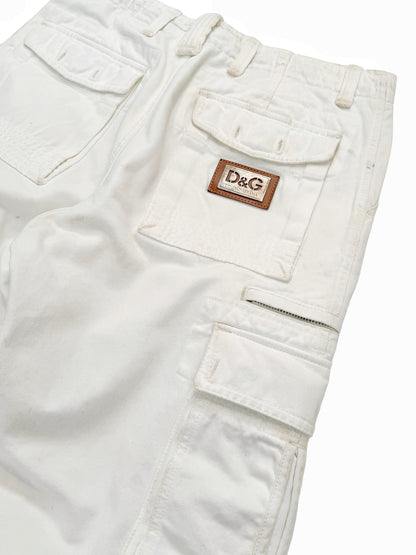 2000’s Distressed Heavy 3D Cargo Pocket Pants (White)