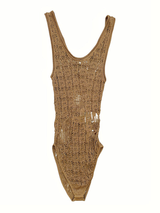 Knit Caramel Brown Bodysuit Tank