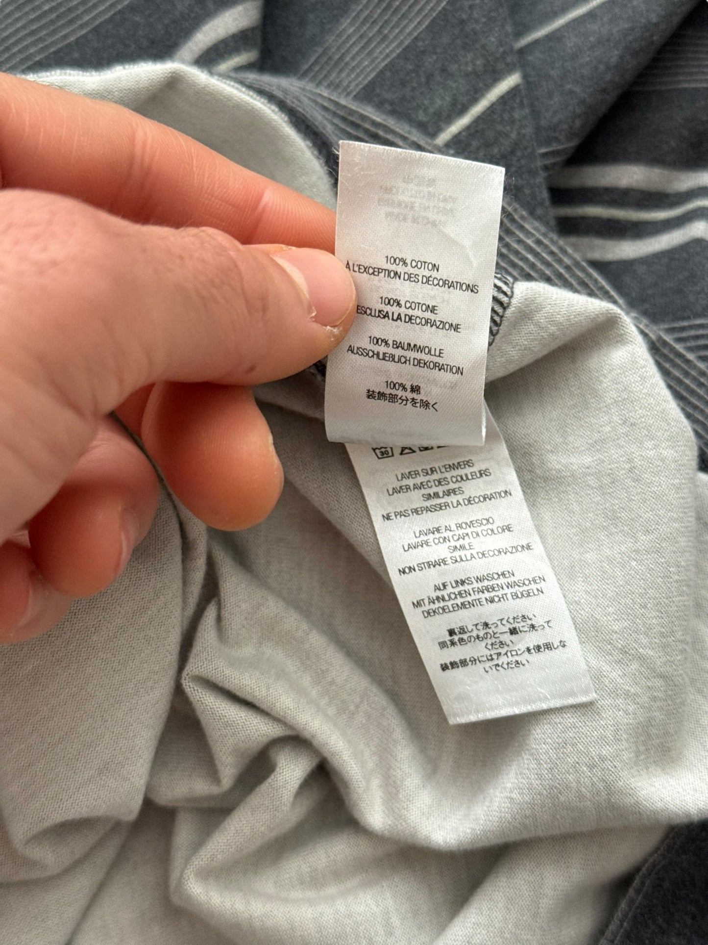 Grey Striped Cut Sew Embroidered Logo