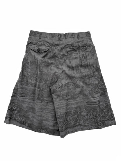 2020 Pressed Wool Print Pleated Shorts