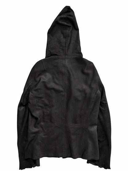 Full Zip Distressed Goat Skin Hoodie
