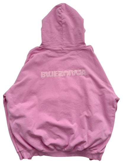Pink Oversized Embroidered Hoodie
