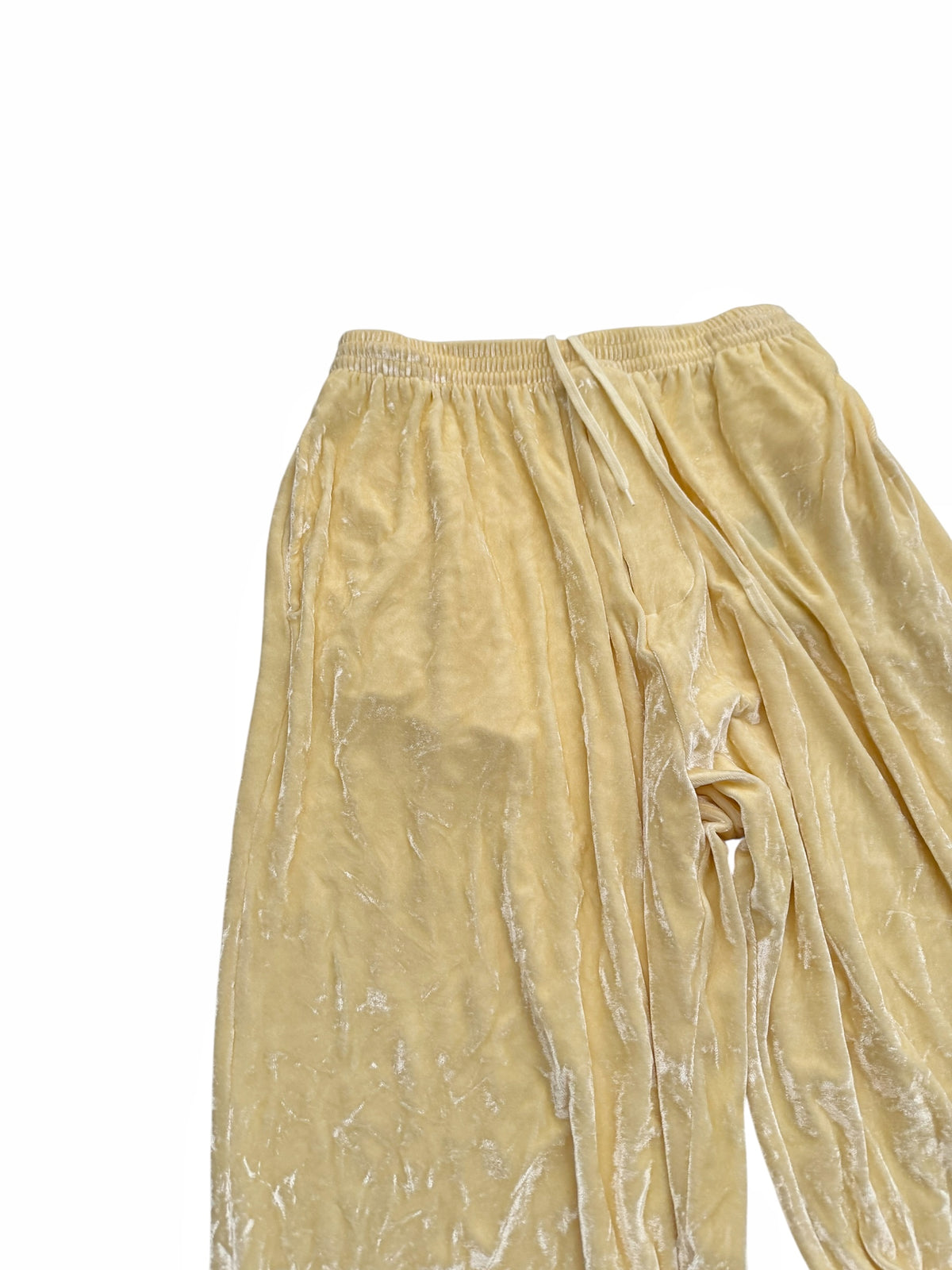 Gold Baggy Velour Drawstring Pants