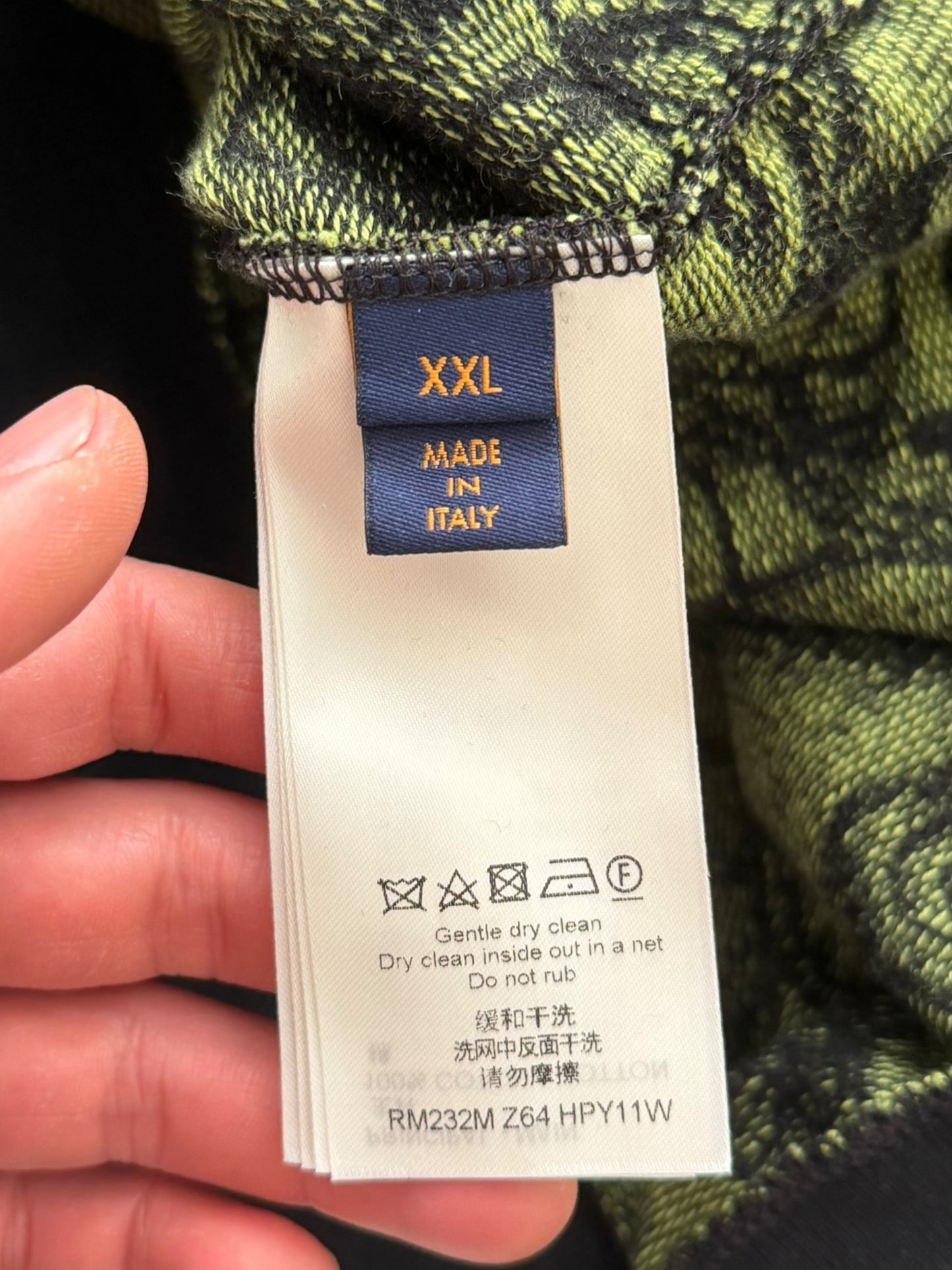 Virgil Wavy Logo Green Intarsia Knit Sweater