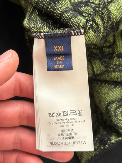 Virgil Wavy Logo Green Intarsia Knit Sweater