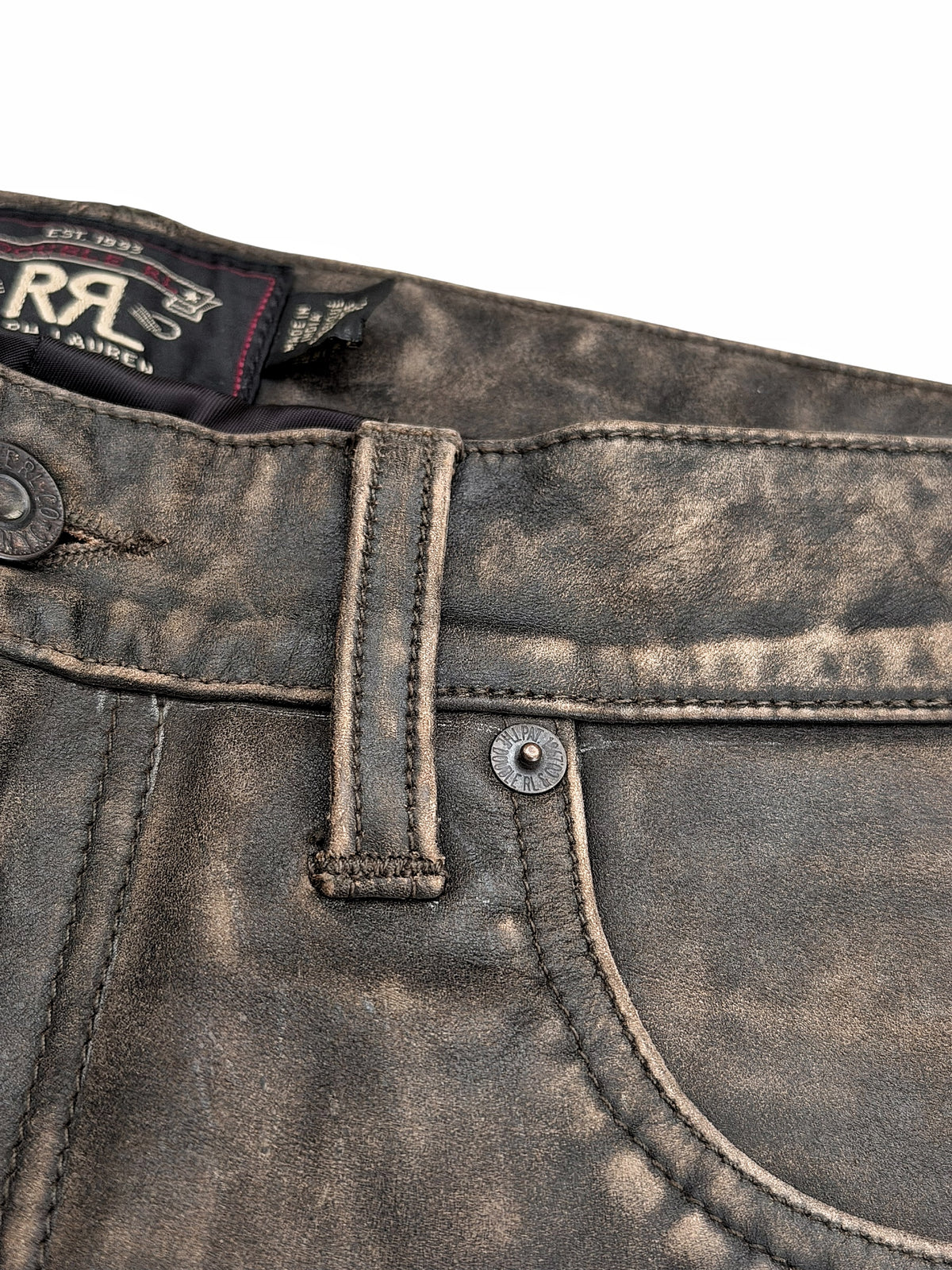 Whipstitch Lace Leather Distressed Pants