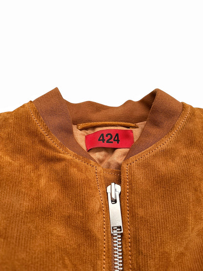 Trompe Leoil Leather “Corduroy” Bomber Jacket