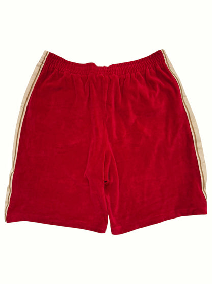 Chain Stitch Goth Logo Red Velvet Shorts