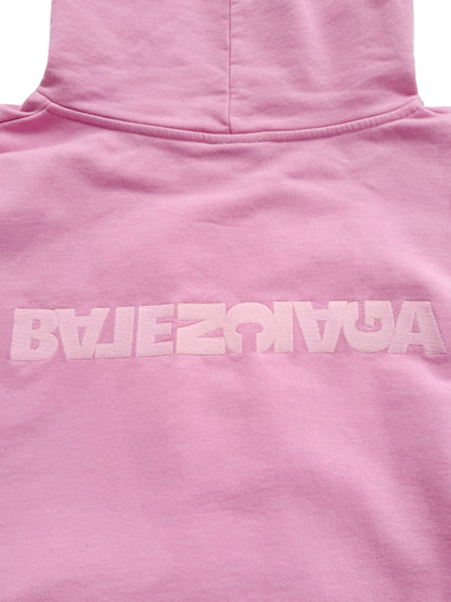 Pink Oversized Embroidered Hoodie