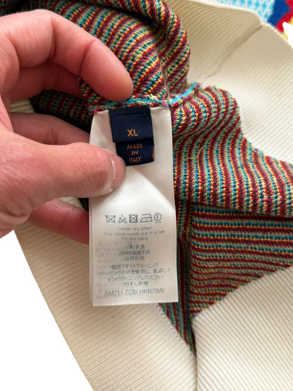 Distorted Abstract Damier Half Zip Sweater