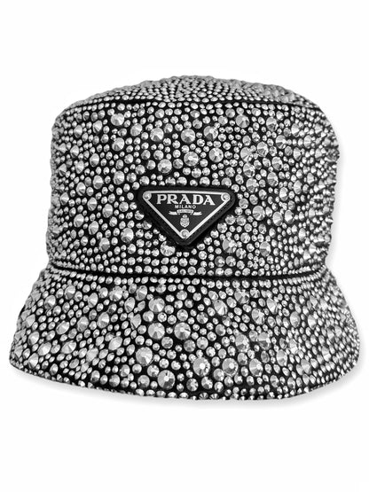 $2650 Crystal Covered Silk Satin Bucket Hat