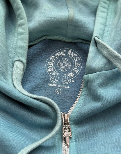 St Barths Exclusive Blue Overdyed Zip Rhodium Hoodie