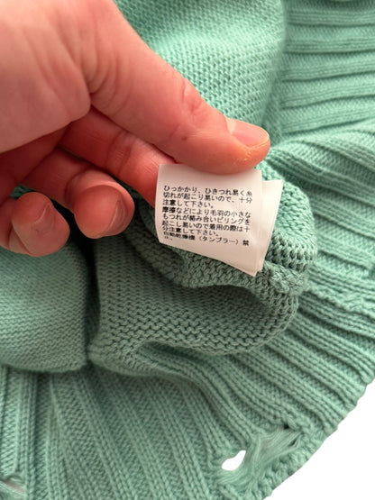 Distressed Faded Green Cardigan