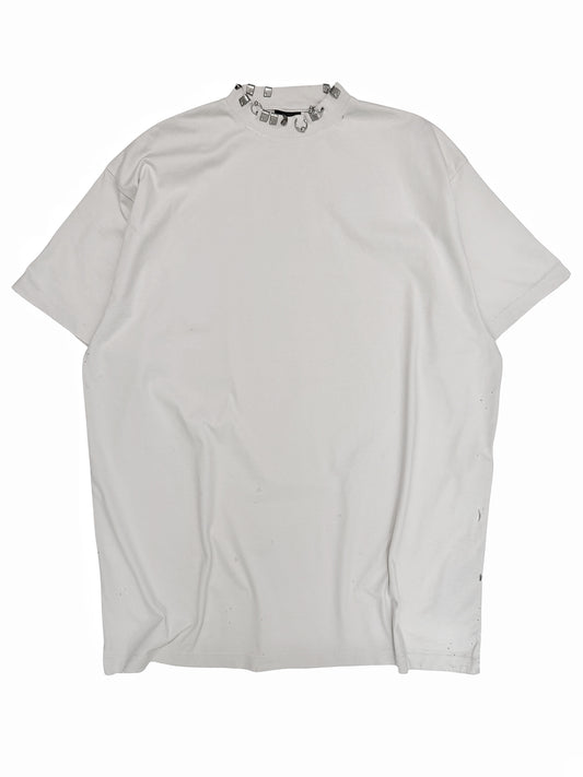 White Pierced Collar Shirt