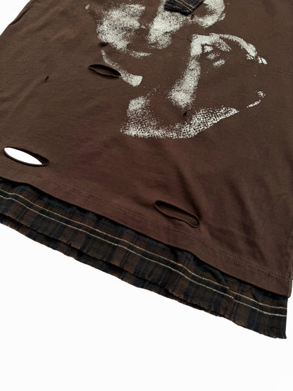 Dracula Print Vintage Distressed Layered Tank Tee