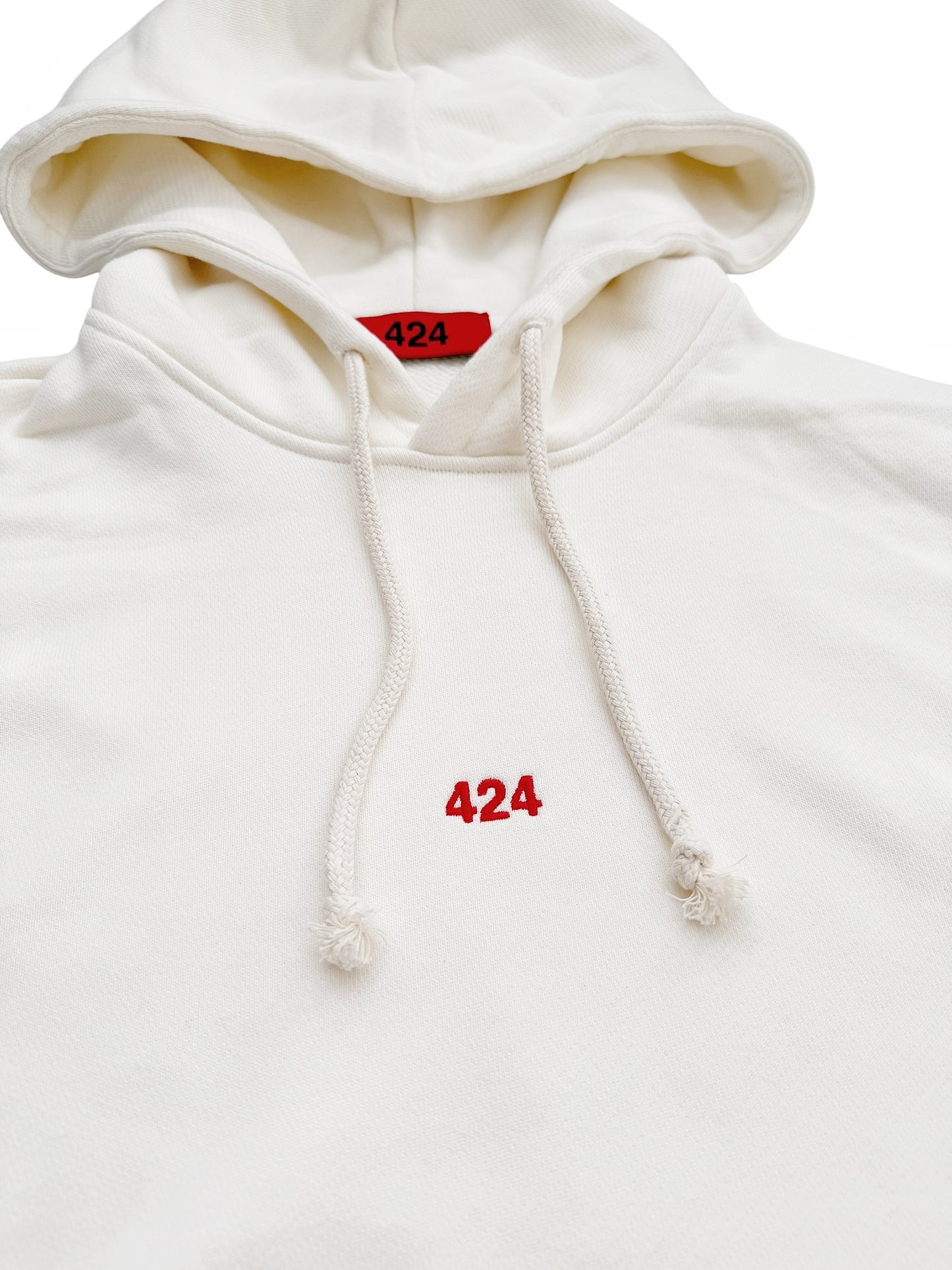 Embroidered Logo Pullover White Hoodie
