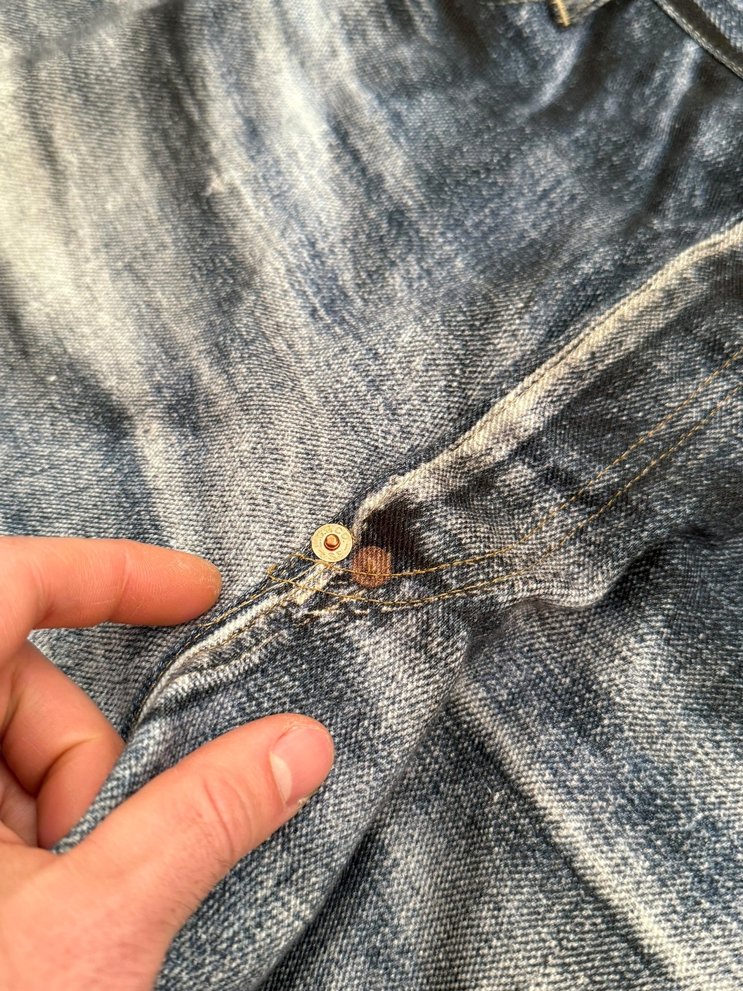 Trompe L’oeil Printed Baggy Belted Denim