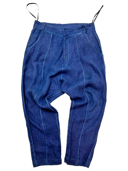 2019 Blue Indigo Object Dye Drop Crotch Trousers