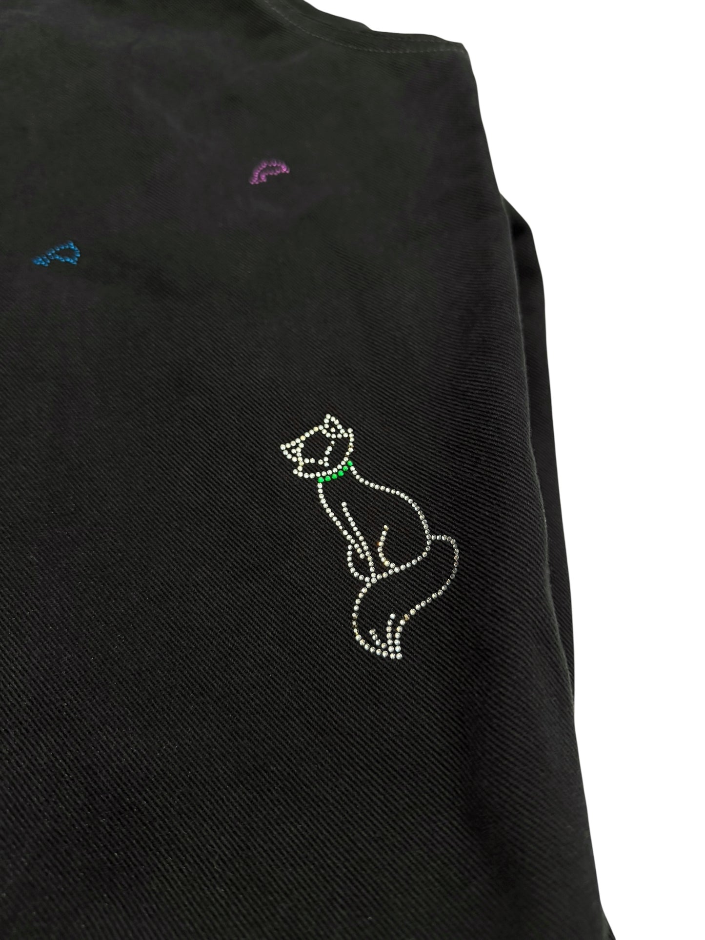 2022 Bedazzled Graffiti Doodle Distressed Denim Trucker Jacket