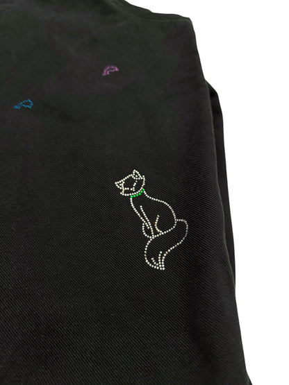 2022 Bedazzled Graffiti Doodle Distressed Denim Trucker Jacket