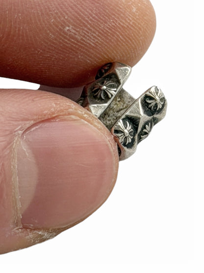 Pyramid Plus Stud Silver Ear Cuff Earring