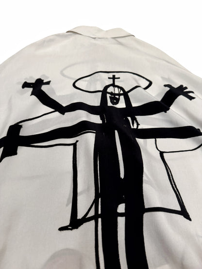 Unreleased Crucifix Crucifixion Abstract Silky Shirt