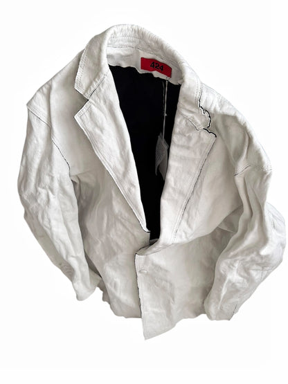FW25 METAL Molded White Blazer Coat Jacket