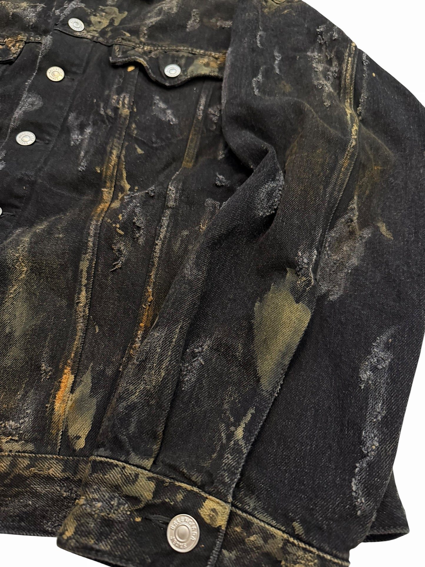 Mud Show Distressed Shredded Denim Trucker Jacket