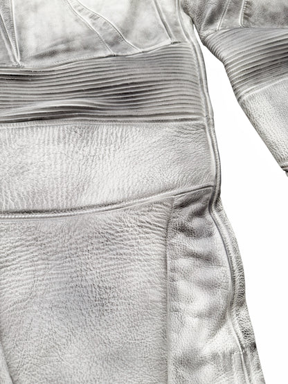 Mud Show White Leather Biker Pants