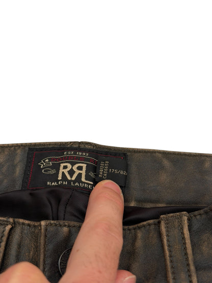 Whipstitch Lace Leather Distressed Pants