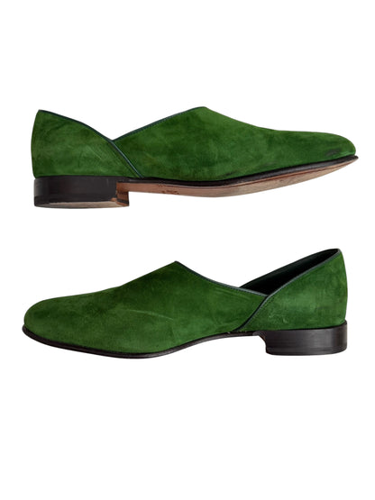 Green Suede Slip Shoes