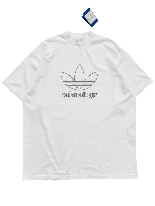 Adidas White Embroidered Oversized Logo Shirt