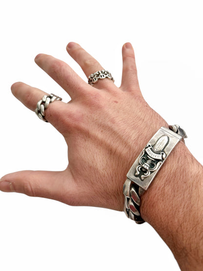 OG Large Dagger ID Silver Bracelet