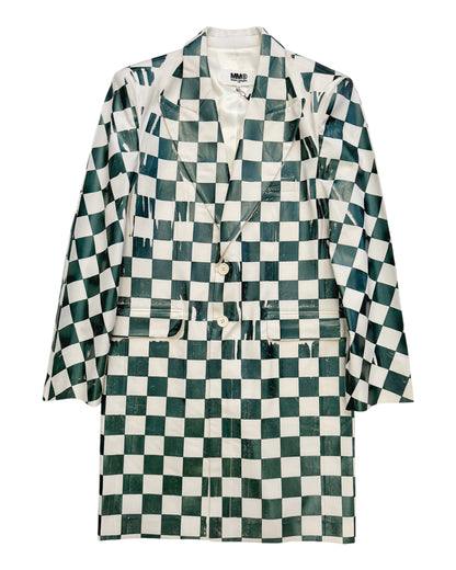 Oversized Checkerboard Blazer Coat