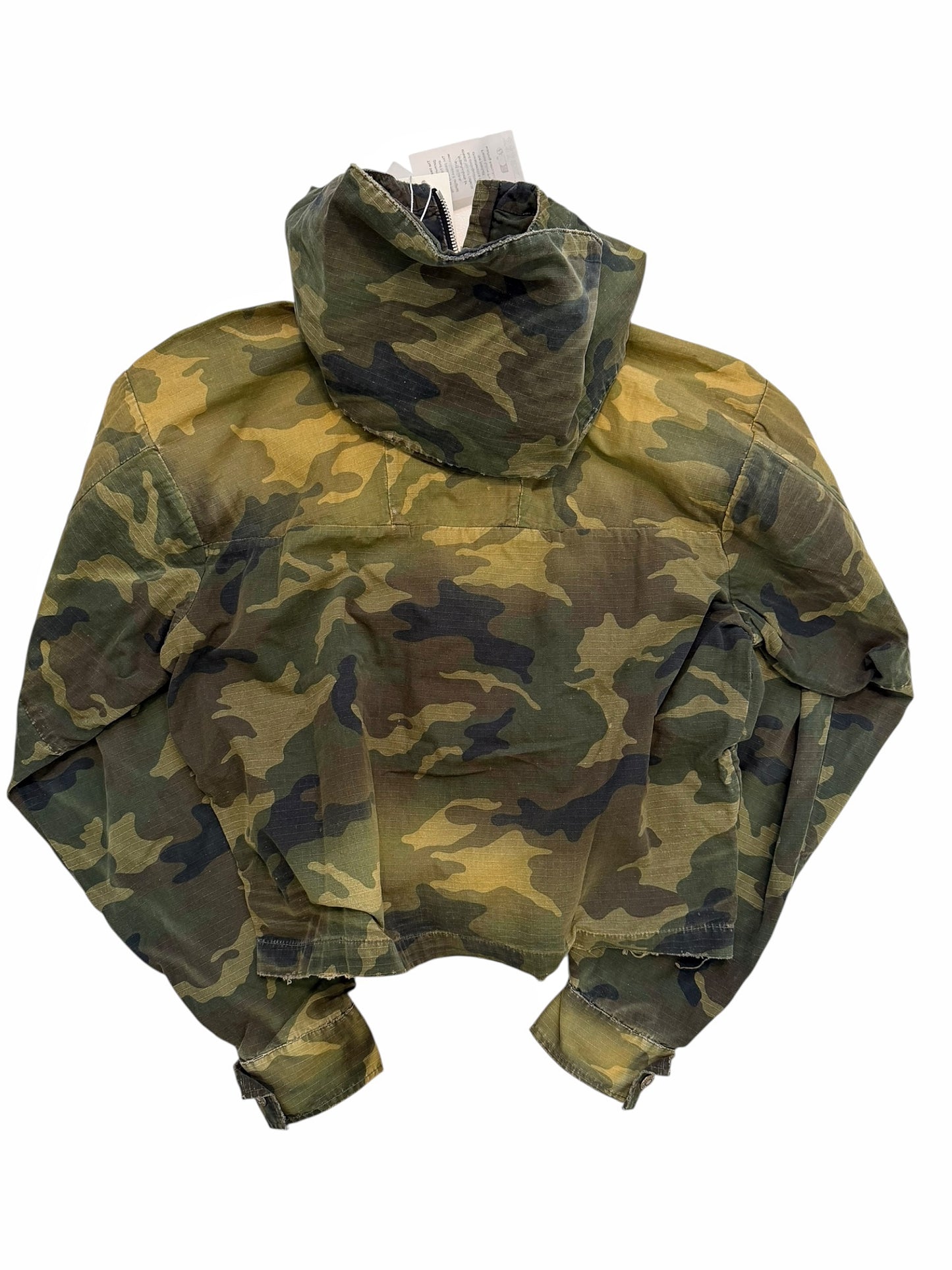 Distressed Cropped Camo Anorak Parka Jacket