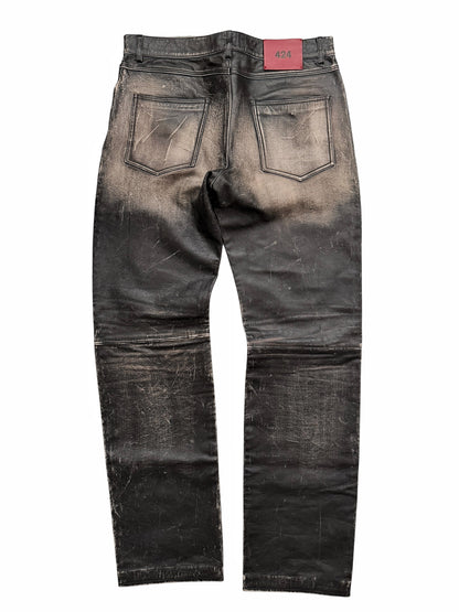5 Pocket Rub Off Leather “Denim” Pants