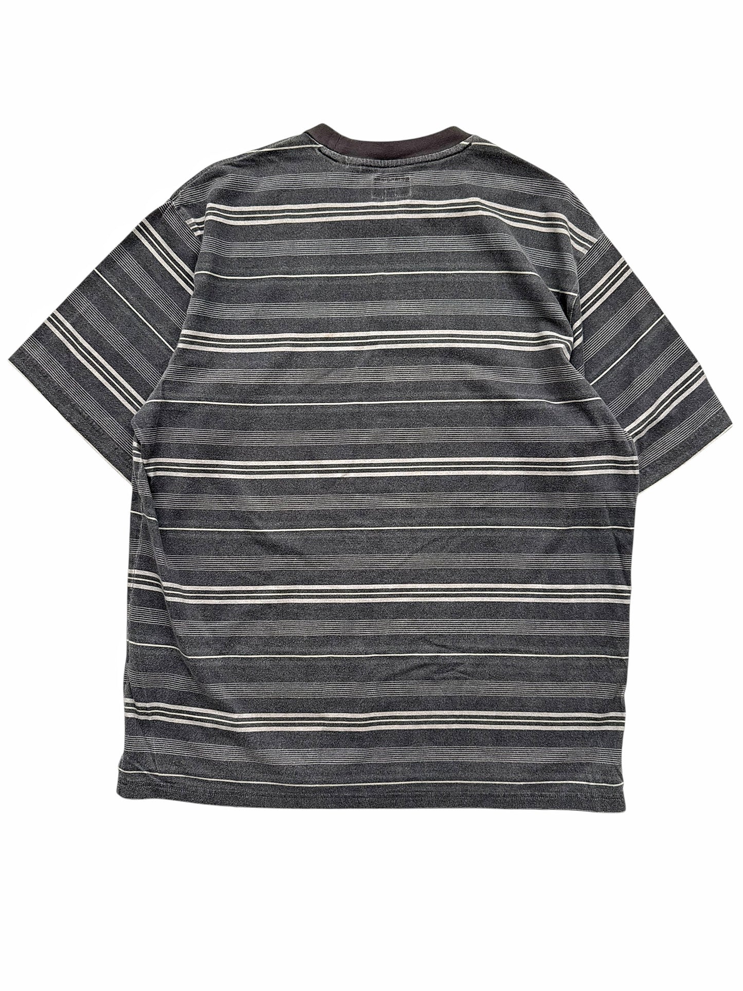 Grey Striped Cut Sew Embroidered Logo