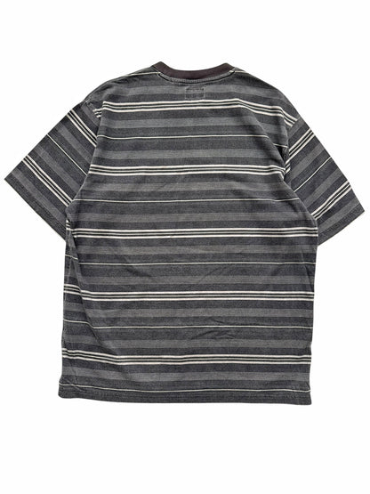 Grey Striped Cut Sew Embroidered Logo