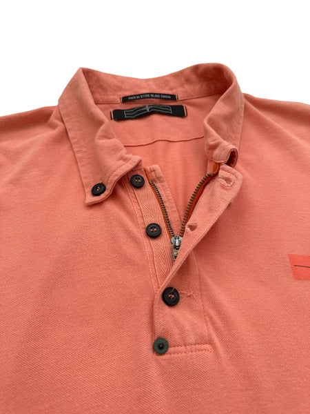 Old Coral Pink Logo Zip Polo