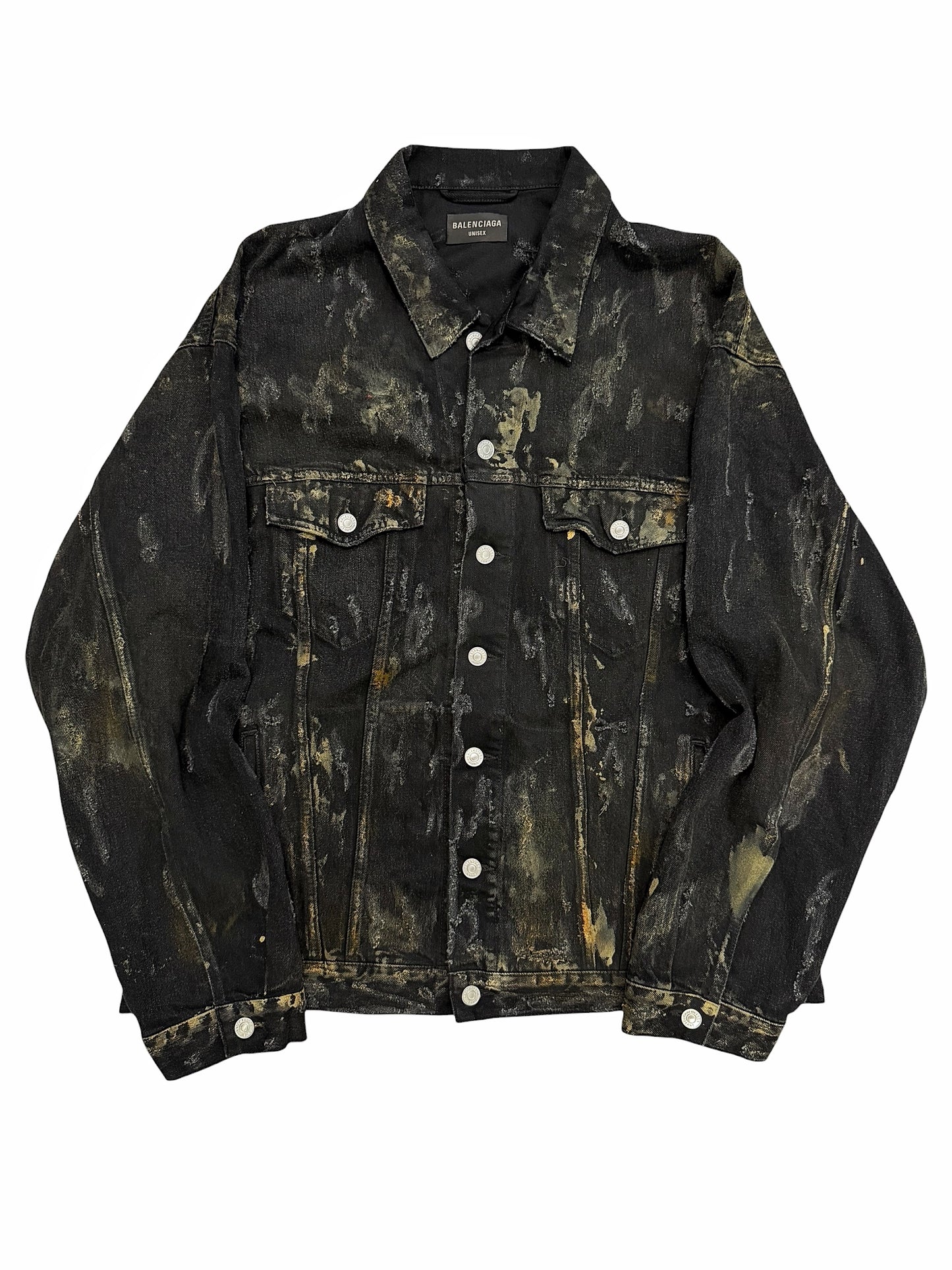 Mud Show Distressed Shredded Denim Trucker Jacket