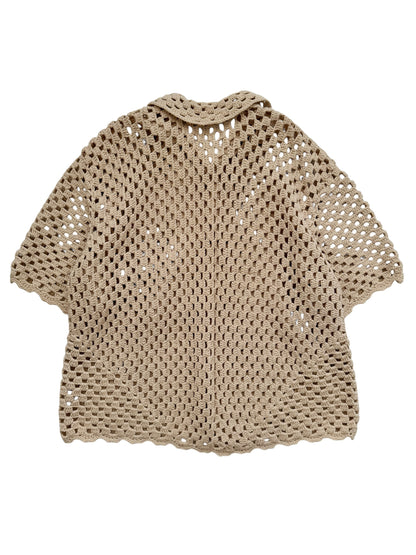 Crochet Woven Shirt Beige