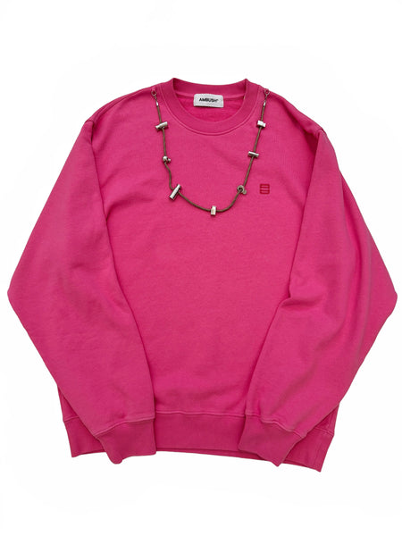 Pink Drawstring Chain Crewneck