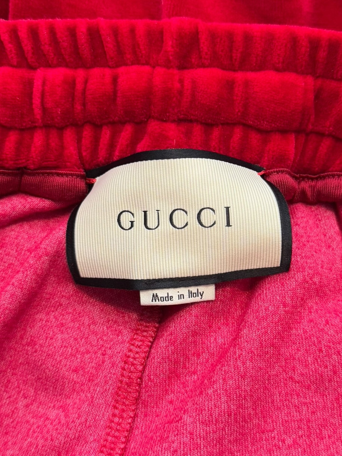 Chain Stitch Goth Logo Red Velvet Shorts