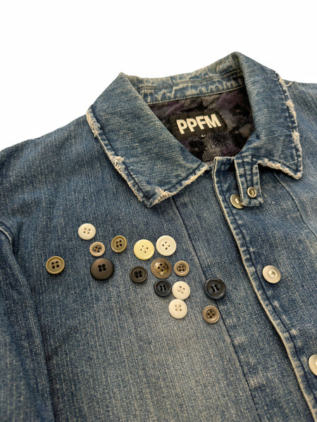 Button Adorned Chore Denim Jacket