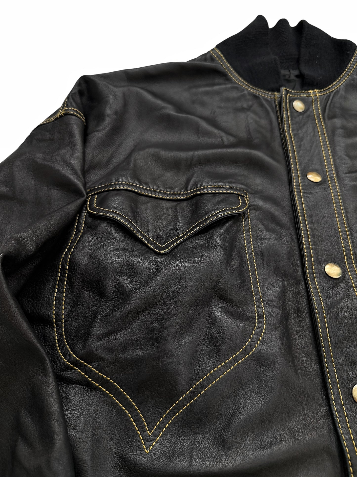 1992 Western Yellow Stitch Lambskin Bomber