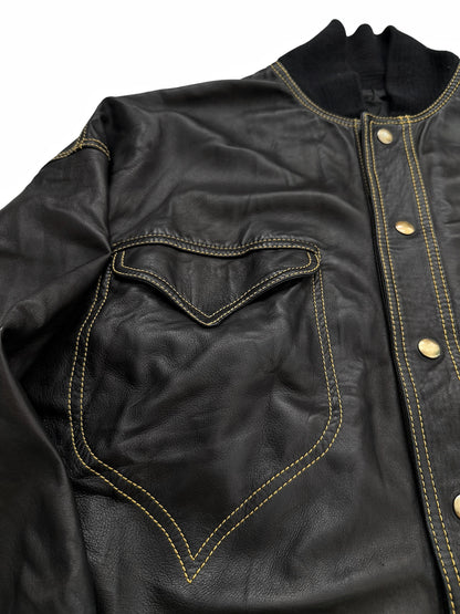 1992 Western Yellow Stitch Lambskin Bomber