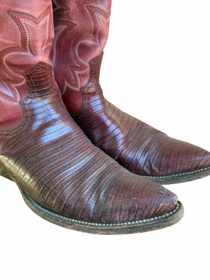 Custom Morado Texas Reptile Leather Cowboy Boots