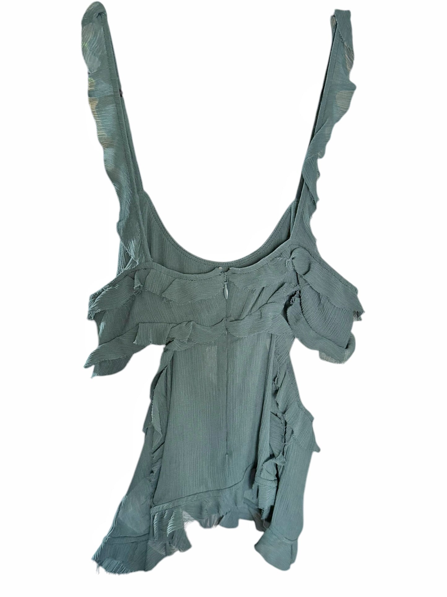 Green Ruffled Camisole Tank Top